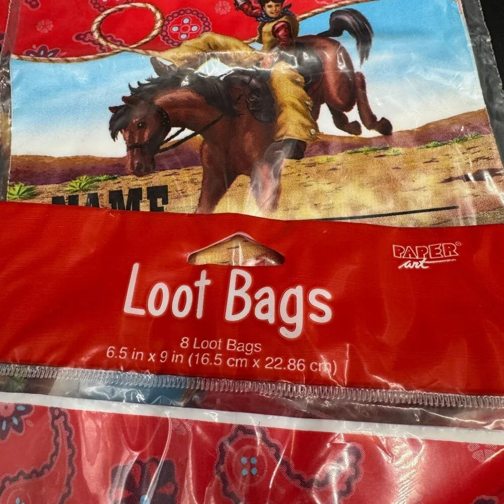 Rodeo Cowboy Loot Treat Bags Paper Art Western Kids Birthday Party